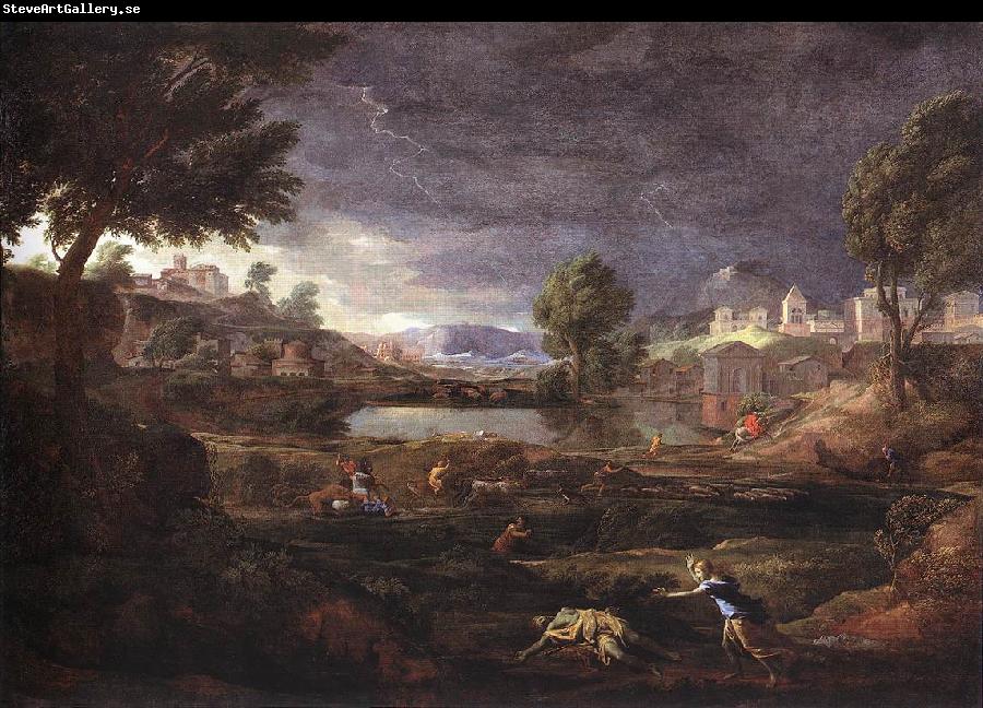 Nicolas Poussin Strormy Landscape Pyramus and Thisbe